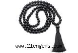 GMN8513 8mm, 10mm black obsidian 27, 54, 108 beads mala necklace with tassel