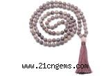 GMN8530 8mm, 10mm lepidolite 27, 54, 108 beads mala necklace with tassel