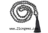 GMN8533 8mm, 10mm black labradorite 27, 54, 108 beads mala necklace with tassel