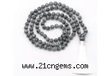 GMN8534 8mm, 10mm eagle eye jasper 27, 54, 108 beads mala necklace with tassel