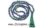 GMN8538 8mm, 10mm chrysocolla 27, 54, 108 beads mala necklace with tassel