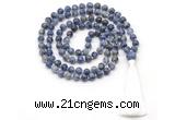 GMN8539 8mm, 10mm blue spot stone 27, 54, 108 beads mala necklace with tassel