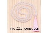 GMN8701 Hand-Knotted 8mm, 10mm Matte Rose Quartz 108 Beads Mala Necklace