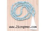 GMN8704 Hand-Knotted 8mm, 10mm Matte Amazonite 108 Beads Mala Necklace