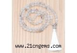 GMN8708 Hand-Knotted 8mm, 10mm Matte Montana Agate 108 Beads Mala Necklace