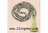 GMN8720 Hand-Knotted 8mm, 10mm Matte Rhyolite 108 Beads Mala Necklace