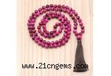 GMN8808 Hand-Knotted 8mm, 10mm Red Tiger Eye 108 Beads Mala Necklace