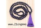 GMN8809 Hand-Knotted 8mm, 10mm Purple Tiger Eye 108 Beads Mala Necklace