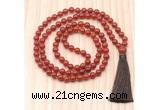 GMN8827 Hand-Knotted 8mm, 10mm Red Agate 108 Beads Mala Necklace