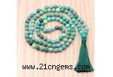 GMN8830 Hand-Knotted 8mm, 10mm Grass Agate 108 Beads Mala Necklace