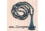 GMN8831 Hand-Knotted 8mm, 10mm Moss Agate 108 Beads Mala Necklace