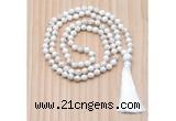 GMN8839 Hand-Knotted 8mm, 10mm White howlite 108 Beads Mala Necklace