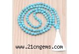 GMN8840 Hand-Knotted 8mm, 10mm Blue Howlite 108 Beads Mala Necklace