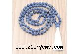 GMN8841 Hand-Knotted 8mm, 10mm Blue Spot Stone 108 Beads Mala Necklace