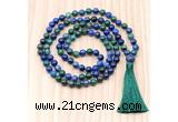 GMN8845 Hand-Knotted 8mm, 10mm Chrysocolla 108 Beads Mala Necklace