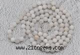 GMN904 Hand-knotted 8mm, 10mm matte white crazy agate 108 beads mala necklaces