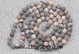 GMN908 Hand-knotted 8mm, 10mm matte pink zebra jasper 108 beads mala necklaces