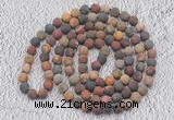 GMN910 Hand-knotted 8mm, 10mm matte picasso jasper 108 beads mala necklaces