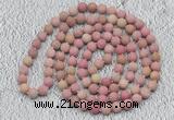 GMN913 Hand-knotted 8mm, 10mm matte pink fossil jasper 108 beads mala necklaces