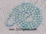 GMN924 Hand-knotted 8mm, 10mm matte amazonite 108 beads mala necklaces