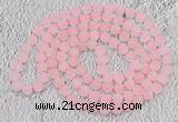 GMN929 Hand-knotted 8mm, 10mm matte rose quartz 108 beads mala necklaces