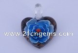 LP04 16*30*38mm heart inner flower lampwork glass pendants