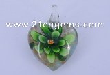 LP06 15*30*40mm heart inner flower lampwork glass pendants