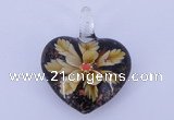 LP07 15*32*41mm heart inner flower lampwork glass pendants