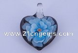 LP09 16*30*40mm heart inner flower lampwork glass pendants