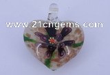 LP10 16*32*38mm heart inner flower lampwork glass pendants