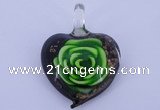 LP11 14*35*45mm heart inner flower lampwork glass pendants