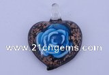 LP14 15*38*48mm heart inner flower lampwork glass pendants