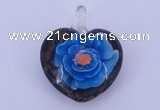 LP15 15*30*38mm heart inner flower lampwork glass pendants