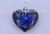 LP16 15*32*38mm heart inner flower lampwork glass pendants