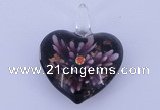 LP17 16*33*42mm heart inner flower lampwork glass pendants