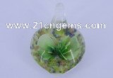 LP18 18*30*40mm heart inner flower lampwork glass pendants