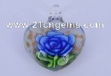 LP20 16*35*40mm heart inner flower lampwork glass pendants