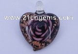 LP23 14*34*45mm heart inner flower lampwork glass pendants