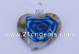 LP27 12*38*43mm heart inner flower lampwork glass pendants