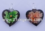 LP30 16*31*41mm heart inner flower lampwork glass pendants