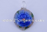 LP35 14*30*45mm heart inner flower lampwork glass pendants