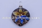 LP37 13*30*43mm heart inner flower lampwork glass pendants