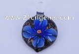 LP38 13*32*46mm heart inner flower lampwork glass pendants