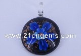 LP47 13*35*46mm flat round inner flower lampwork glass pendants