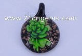 LP51 13*33*45mm flat round inner flower lampwork glass pendants