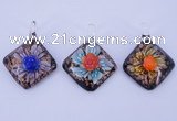 LP57 12*36*46mm diamond inner flower lampwork glass pendants