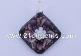 LP58 12*38*48mm diamond inner flower lampwork glass pendants