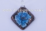 LP59 12*38*48mm diamond inner flower lampwork glass pendants