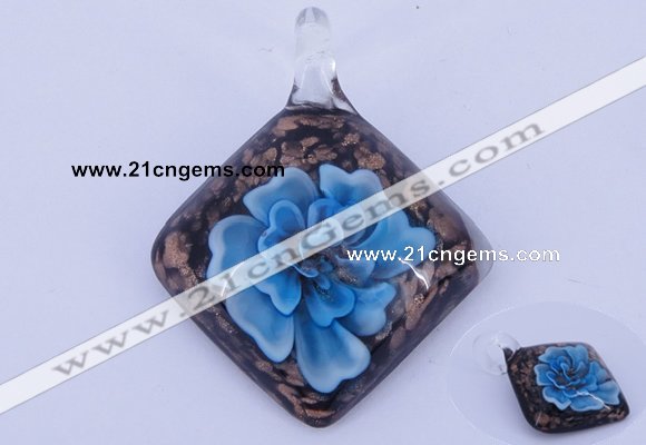 LP59 12*38*48mm diamond inner flower lampwork glass pendants