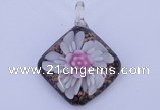 LP60 12*38*48mm diamond inner flower lampwork glass pendants